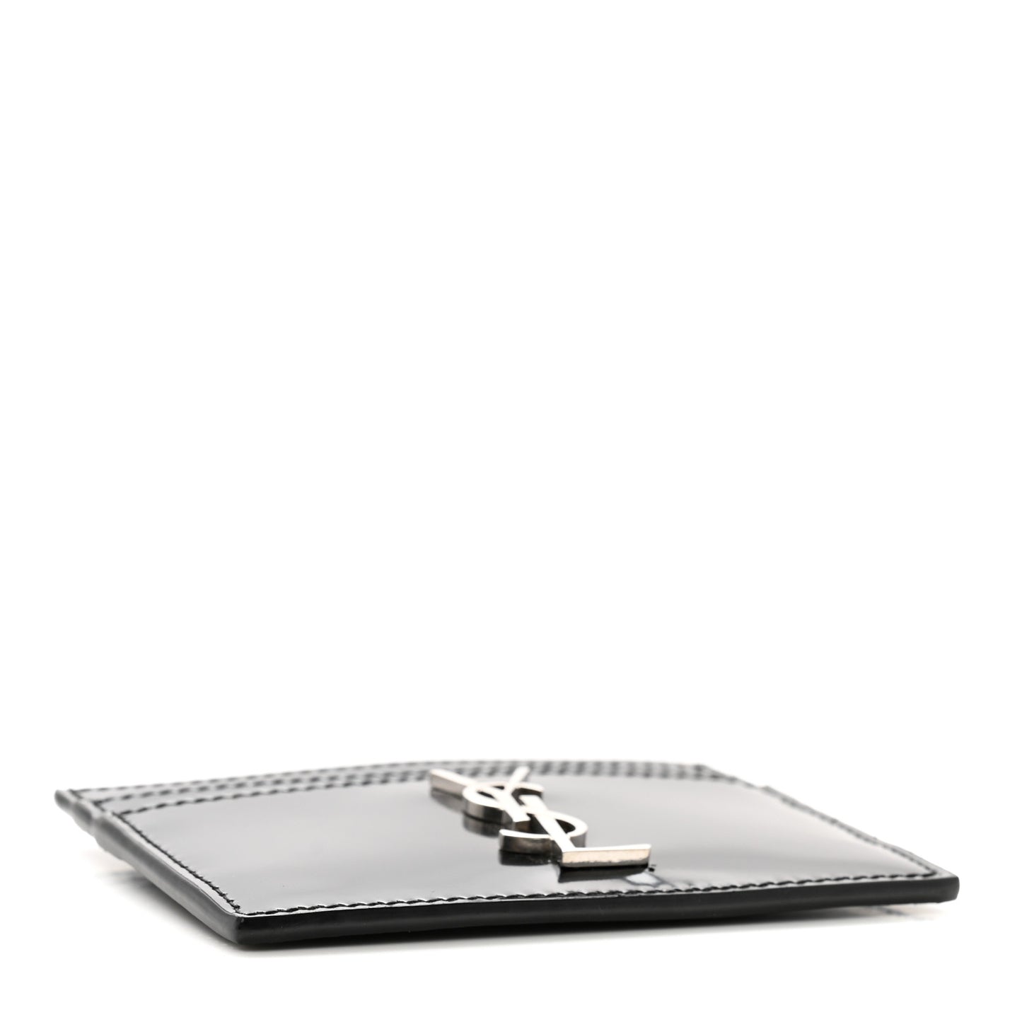 Patent Calfskin Monogram Credit Card Case Black