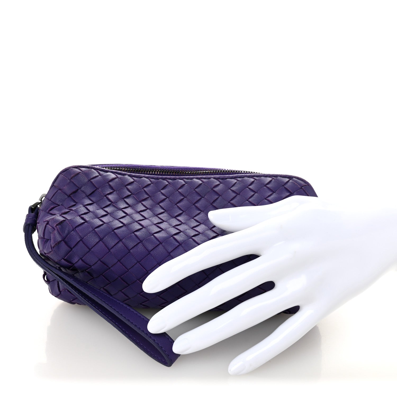 Bottega Veneta Nappa Intrecciato Cosmetic Wristlet Purple 2 of 7