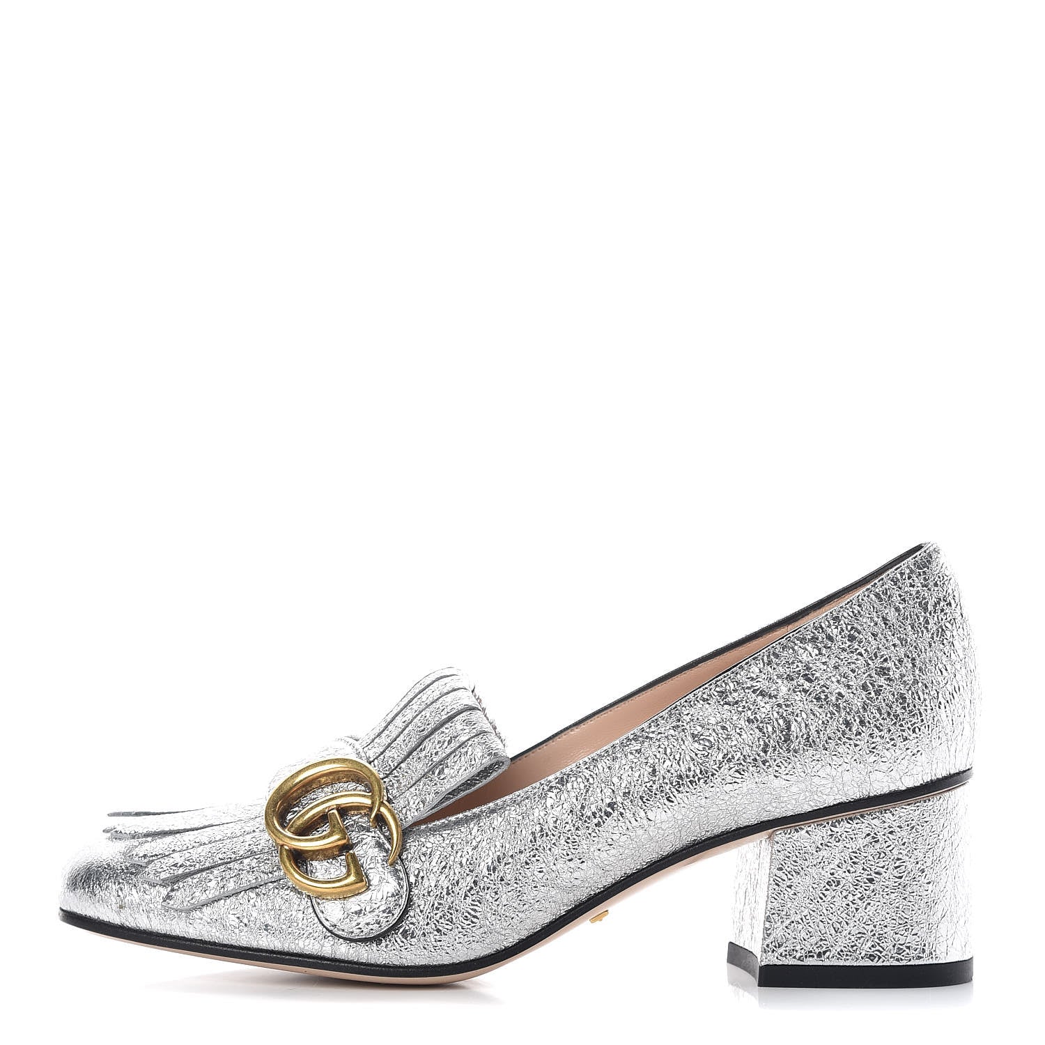 Gucci Galassia GG Marmont Fringe 50mm Loafer Pumps 36 Argento 1 of 7