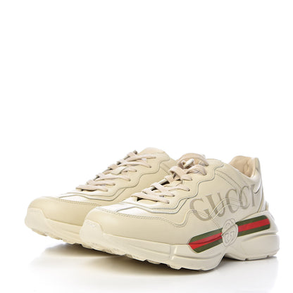 Gucci Calfskin Logo Mens Rhyton Sneakers 10 Ivory 3 of 9