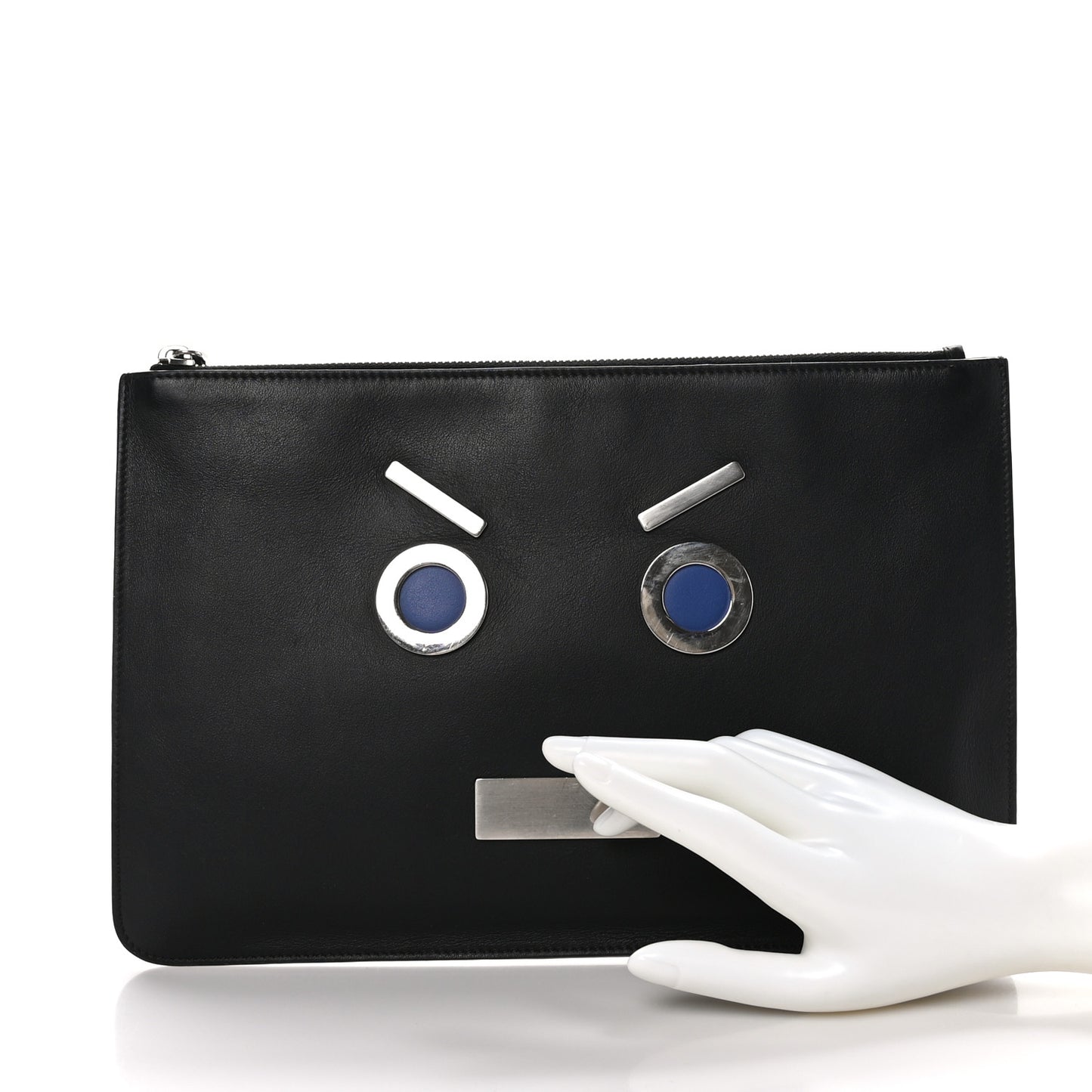 Calfskin Faces Pouch Black