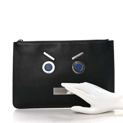 Fendi Calfskin Faces Pouch Black 2 of 8
