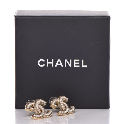 Chanel Pearl CC Earrings Light Gold 6 of 6