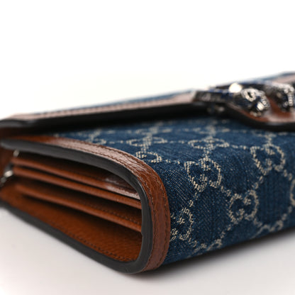 Gucci New Denim GG Monogram Dollar Calfskin Enamel Mini Dionysus Chain Wallet Blue Tea Cuir Epilog Electric Blue 7 of 8