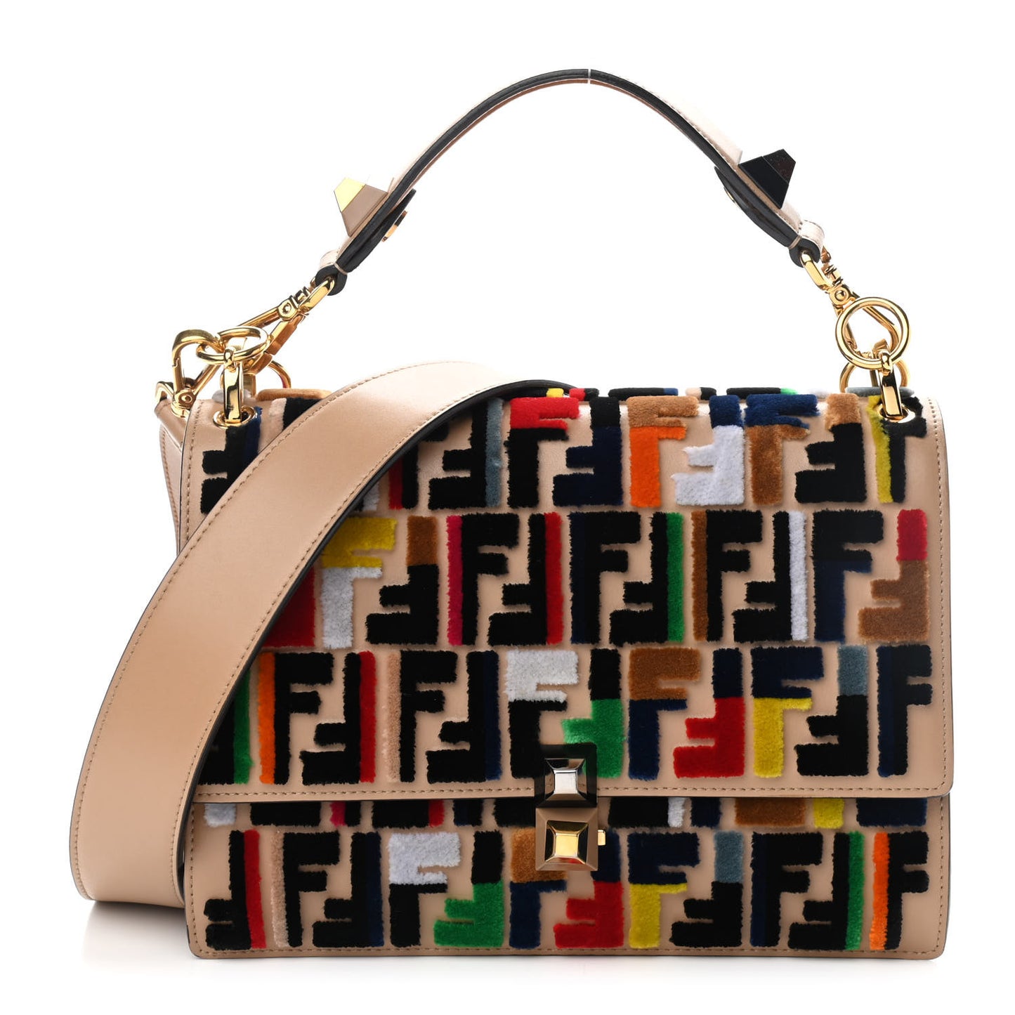 Vitello Liberty Velvet FF Multicolor Kan I Shoulder Bag Multicolor Cuoio