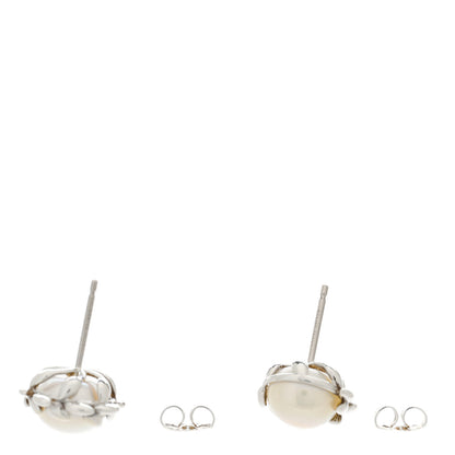 Tiffany Sterling Silver Pearl Paloma Picasso Olive Leaf Earrings 3 of 4