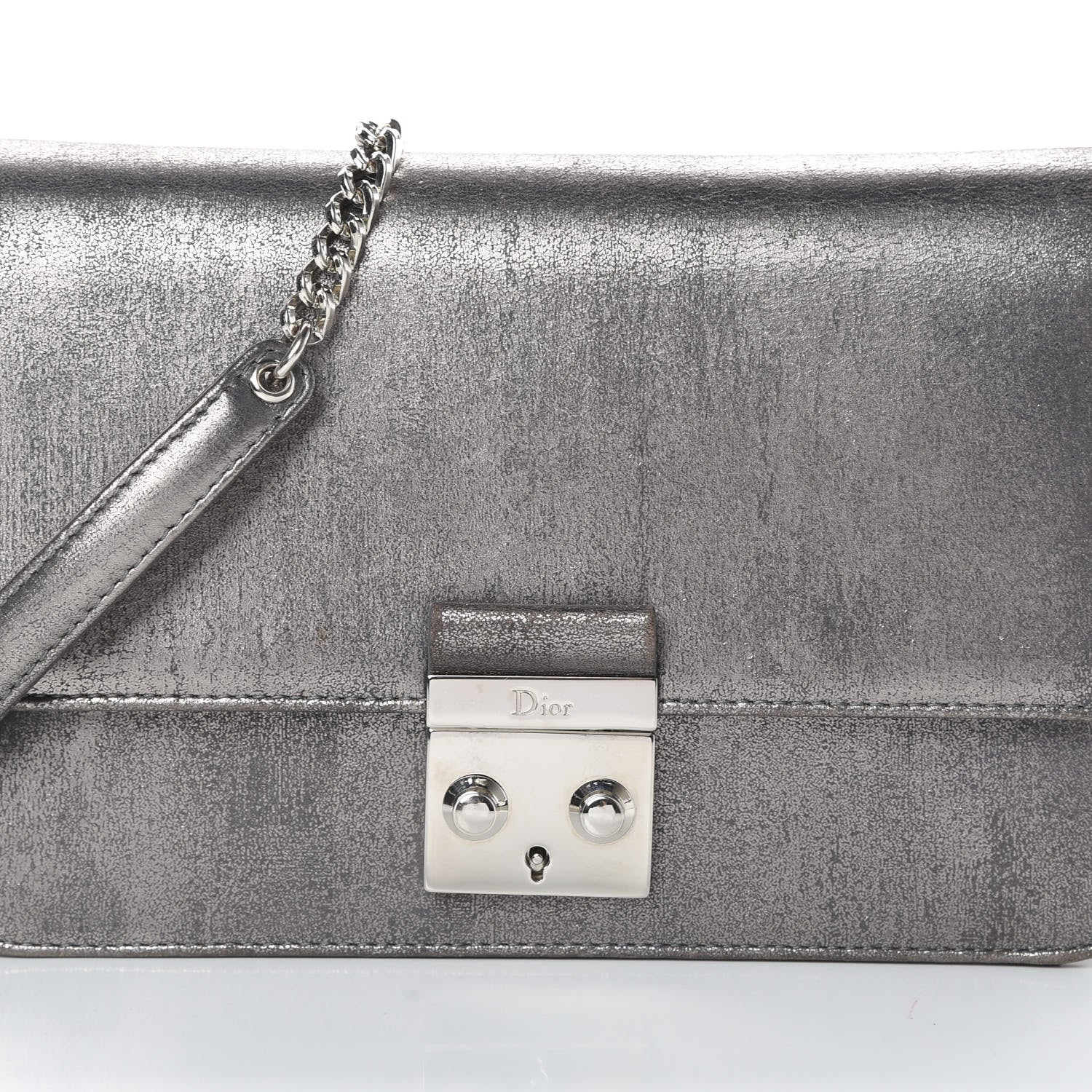 Christian Dior Metallic Brushed Calfskin Miss Dior Promenade Pouch Gunmetal 9 of 21