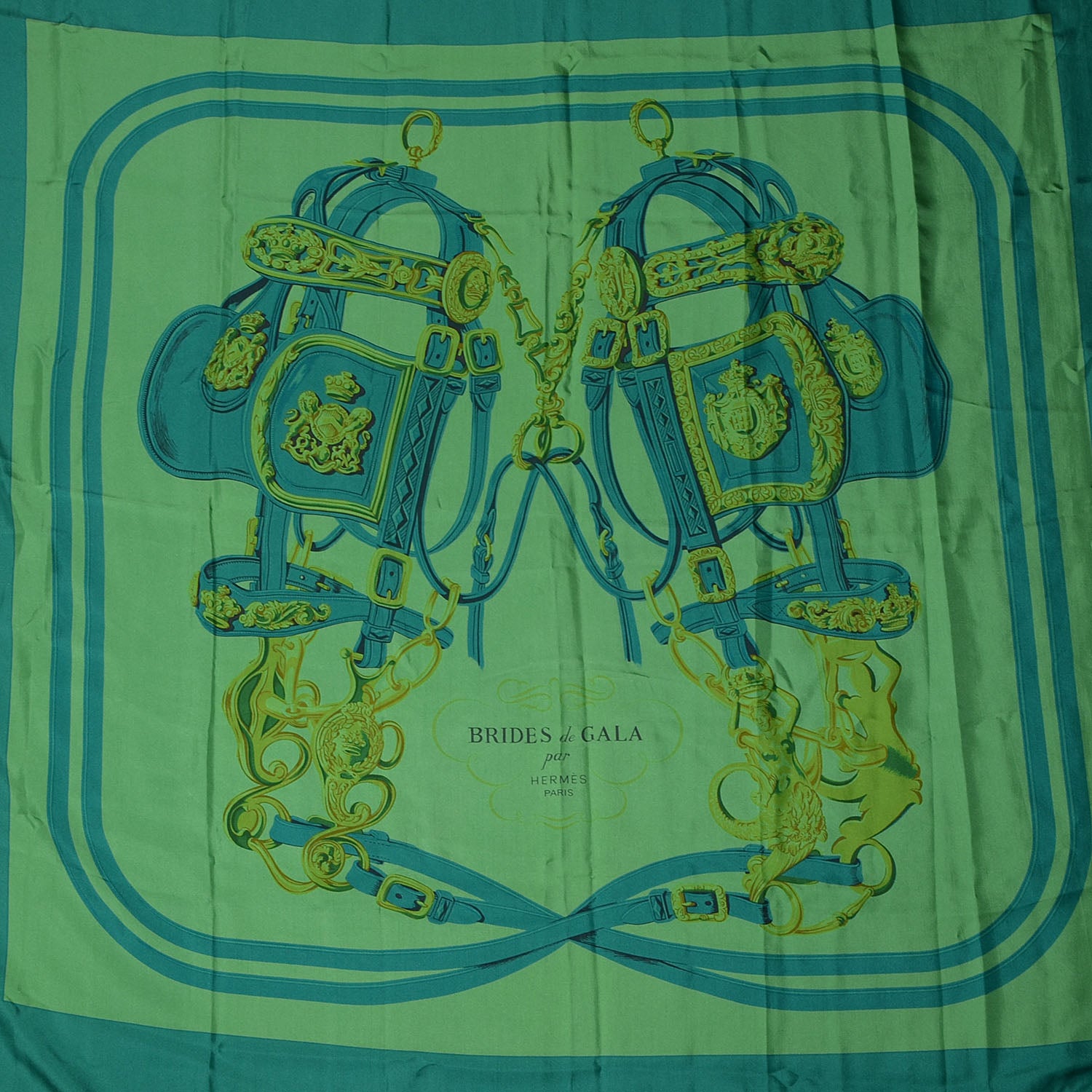 Hermes Silk Dip Dye Brides de Gala Shawl Scarf 140 Green 1 of 5