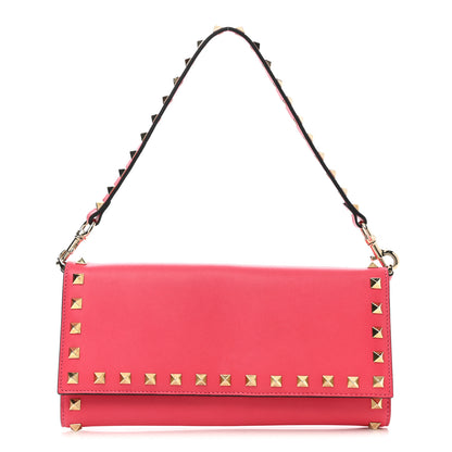 Valentino Garavani Vitello Rockstud Wallet On Strap Deep Rose 1 of 11