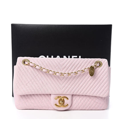 Chanel Wrinkled Lambskin Chevron Quilted Medium Flap Light Pink 11 of 11