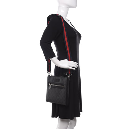 Gucci GG Supreme Monogram Web Small Flat Messenger Bag Black Grey 2 of 11