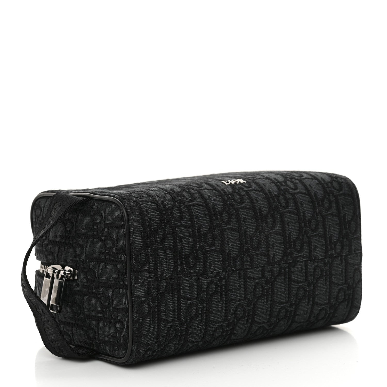 Christian Dior Oblique Jacquard Grained Calfskin Lingot Toiletry Bag Black 4 of 11