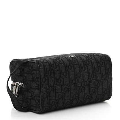Christian Dior Oblique Jacquard Grained Calfskin Lingot Toiletry Bag Black 4 of 11
