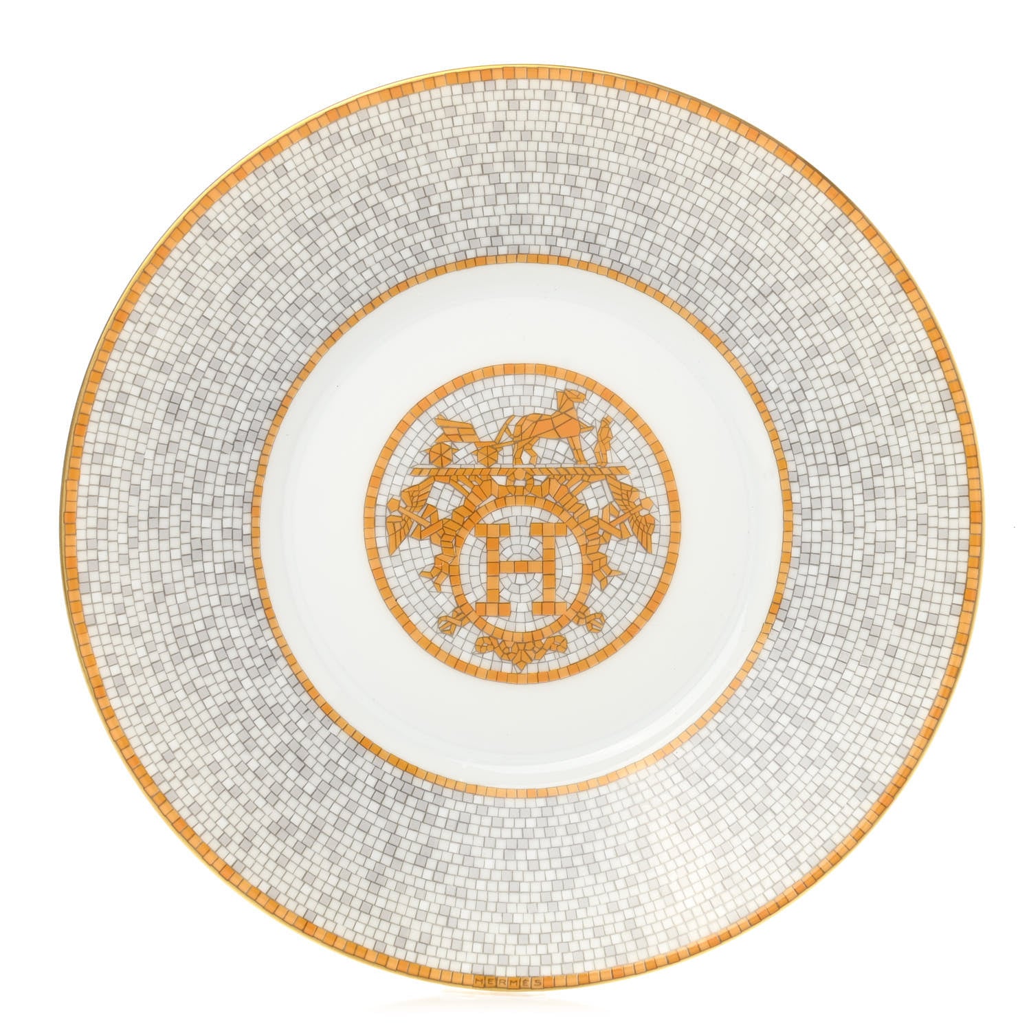 Hermes Porcelain Mosaique Au 24 Gold Breakfast Cup And Saucer Set Of 2 10 of 15