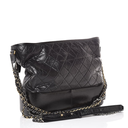 Chanel Aged Calfskin Quilted Large Gabrielle Hobo Black 4 of 18