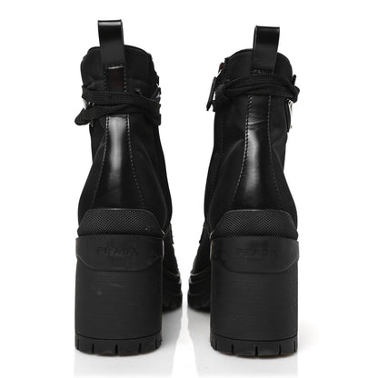Prada Spazzolato Re-Nylon Metal Triangle Logo Lace Up 85mm Boots 38 Black 5 of 7