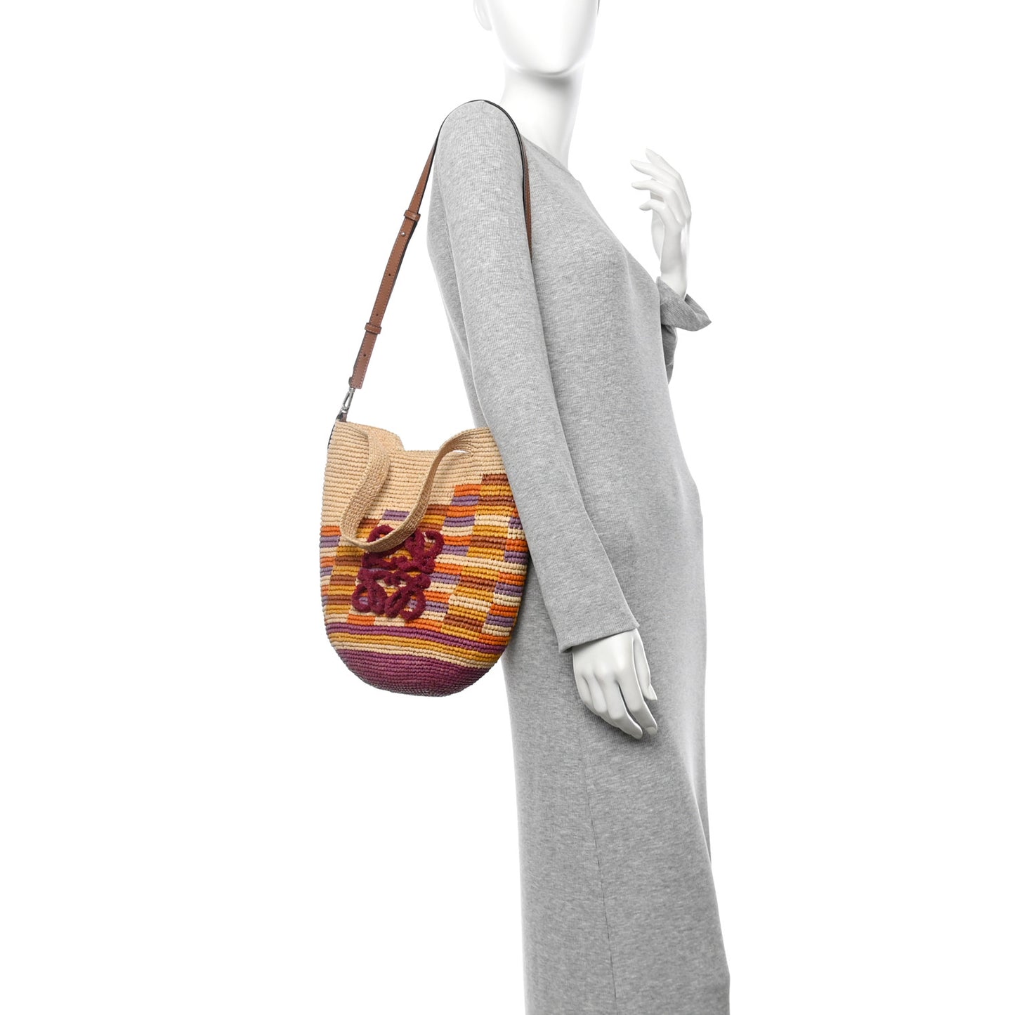 Raffia Paula's Ibiza Rainbow Slit Tote Bag Natural Multicolor