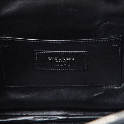 Saint Laurent Calfskin Crocodile Embossed Monogram Lunch Box Bag Black 5 of 15