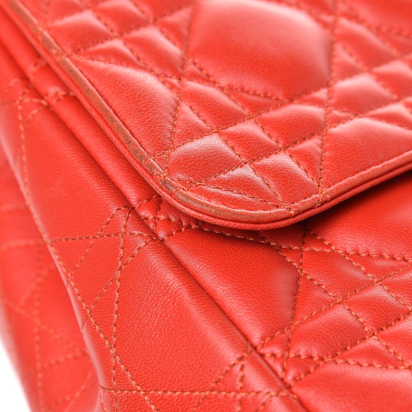 Lambskin Cannage Large Miss Dior Flap Vermillion