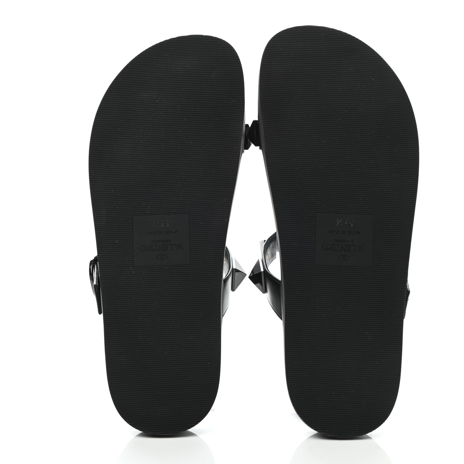 Valentino Garavani Calfskin Roman Stud Slide Sandals 37.5 Black 5 of 9