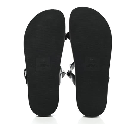 Valentino Garavani Calfskin Roman Stud Slide Sandals 37.5 Black 5 of 9