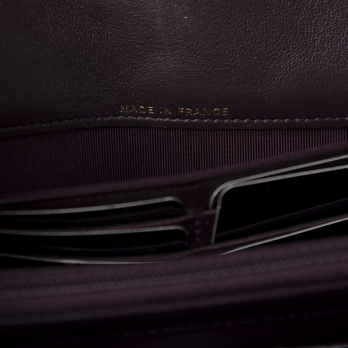 Lambskin Quilted Large Gusset Flap Wallet Purple