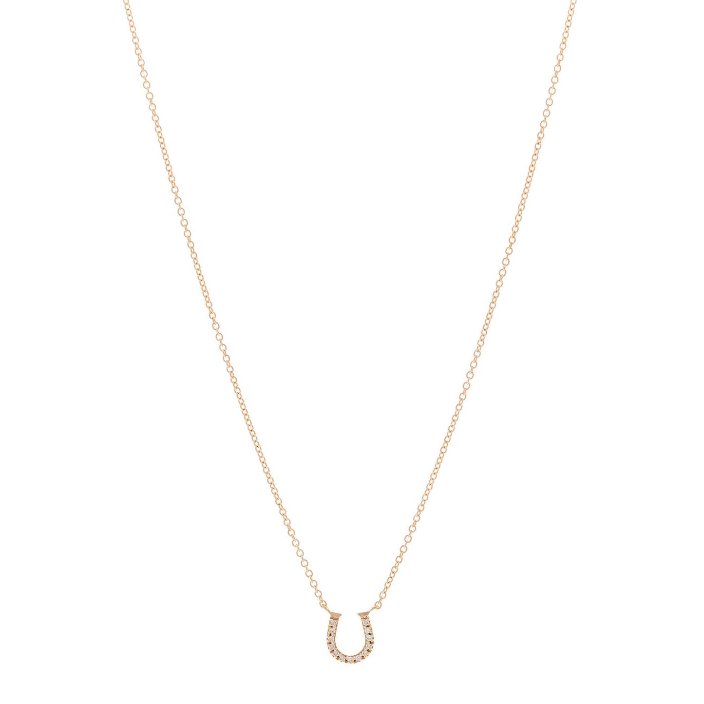 18K Rose Gold Diamond Mini Metro Horseshoe Pendant Necklace