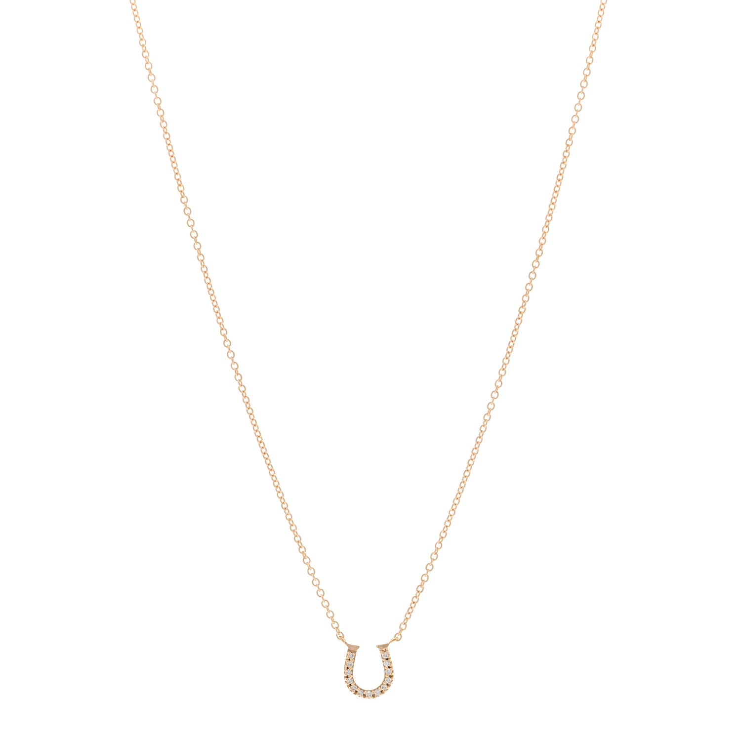 Tiffany 18K Rose Gold Diamond Mini Metro Horseshoe Pendant Necklace 1 of 5