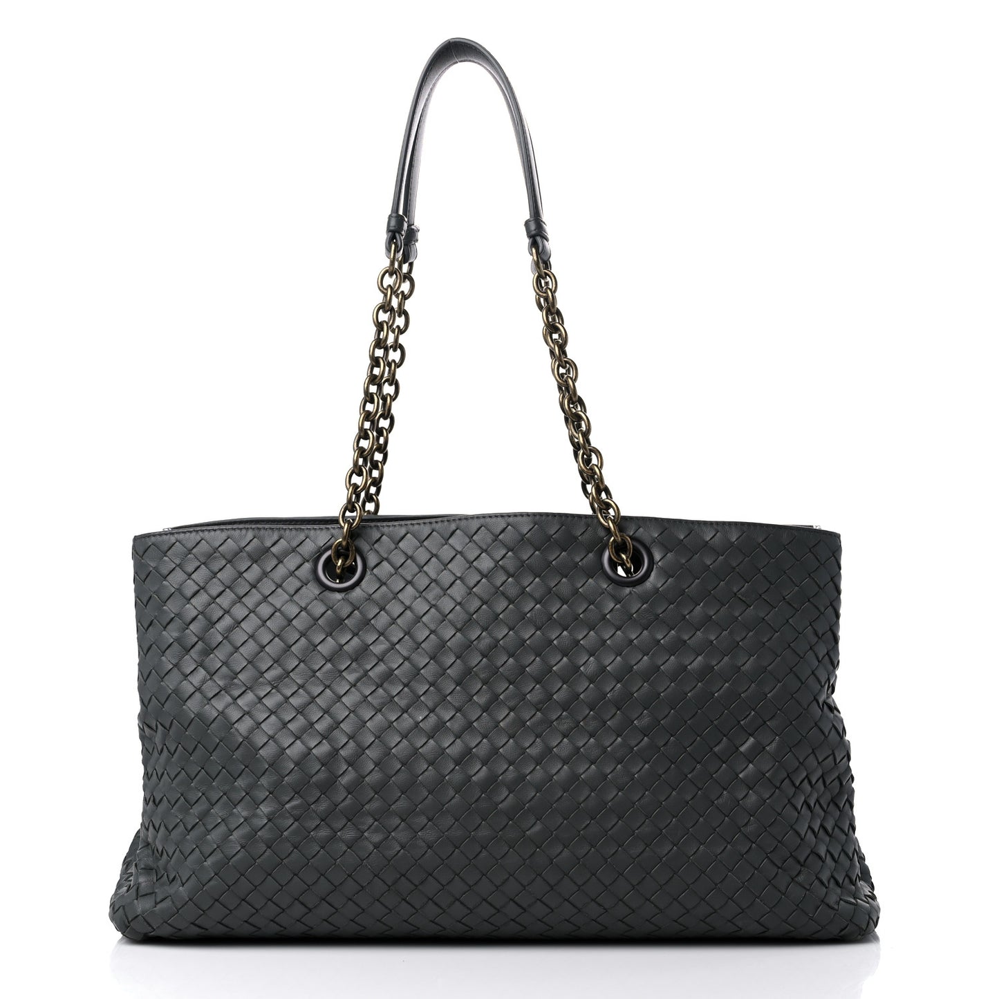 Nappa Intrecciato Large Classic Chain Strap Tote Grey