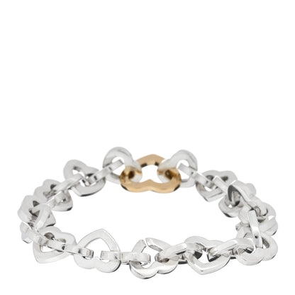 Tiffany Sterling Silver 18K Yellow Gold Heart Links Bracelet 2 of 3