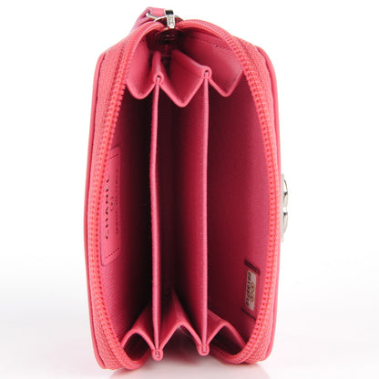 Chanel Calfskin Chevron Zip Around Boy Coin Purse Wallet Pink 6 of 6