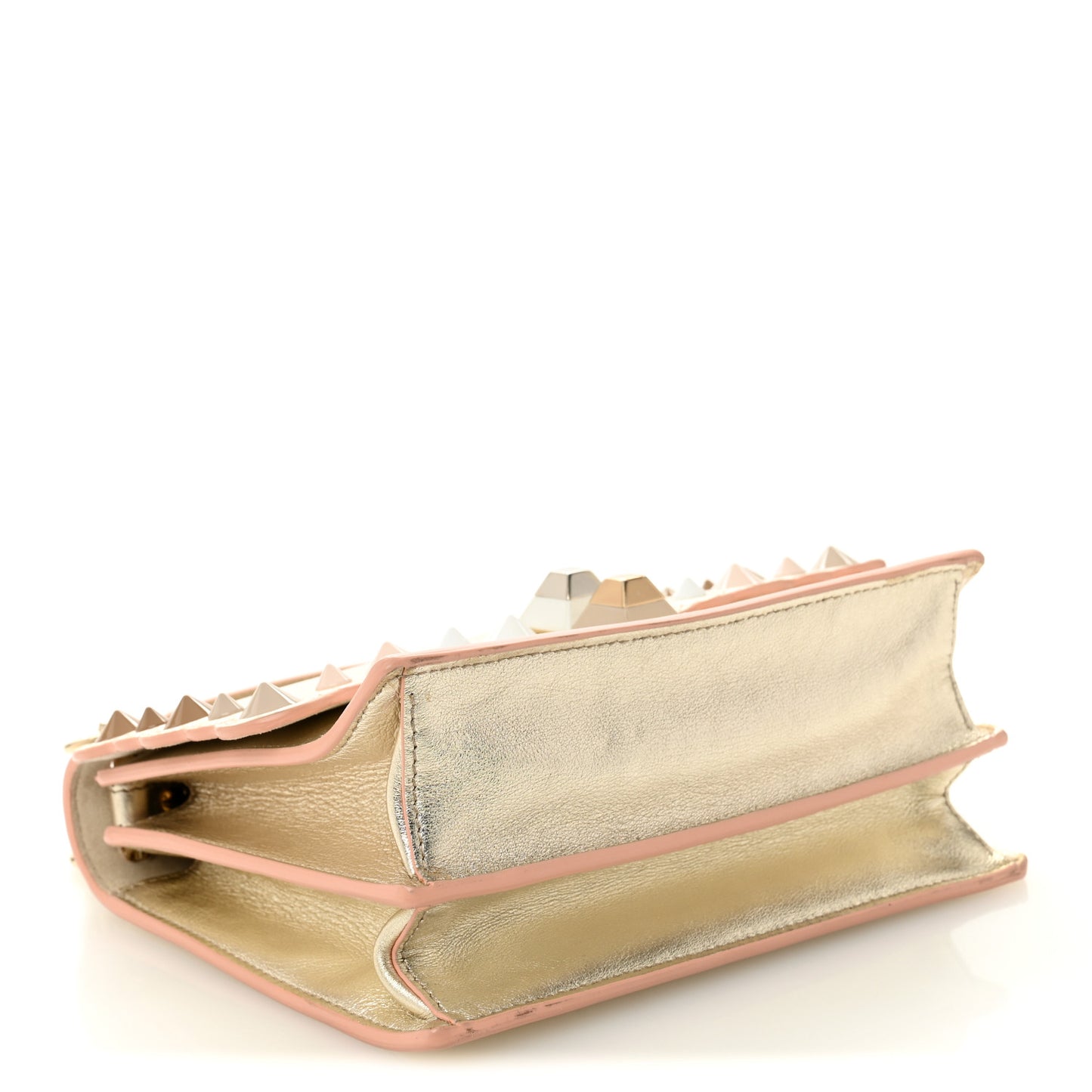 Vitello Catalan Mirror Scalloped Multi Studded Small Kan I Shoulder Bag Champagne