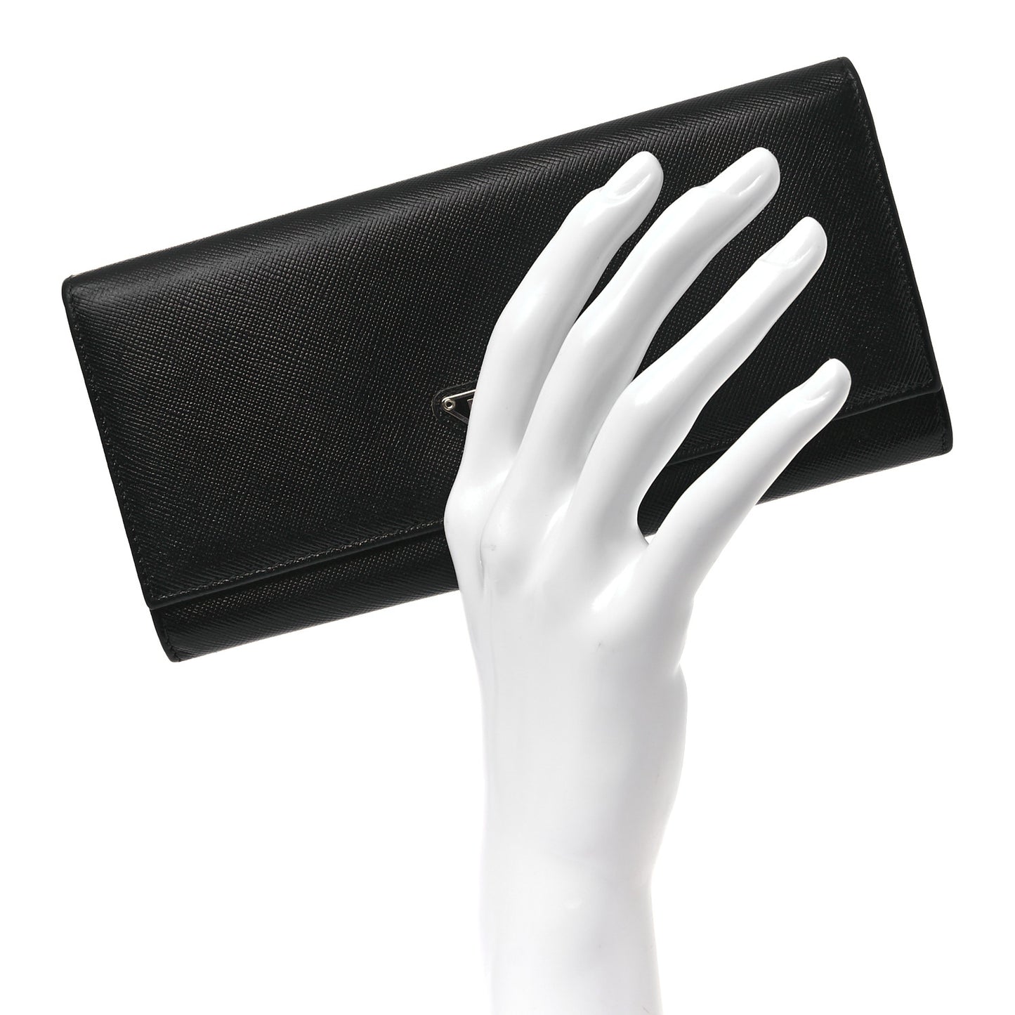 Saffiano Triangle Continental Flap Wallet Black