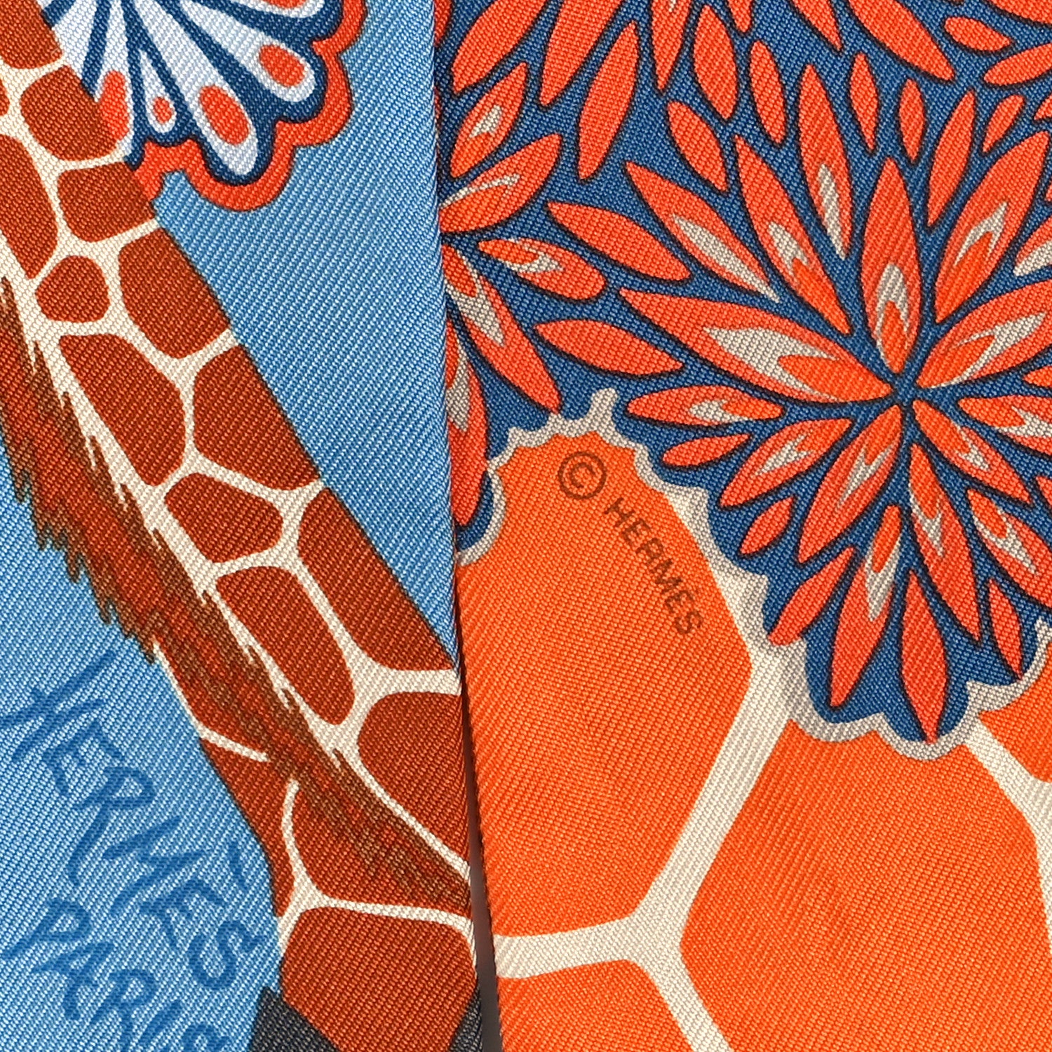 Hermes Silk The Three Graces Twilly Bleu Jean Orange Rouille 4 of 4
