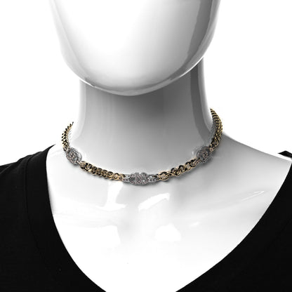 Chanel Crystal Chain CC Link Choker Gold Silver 2 of 4