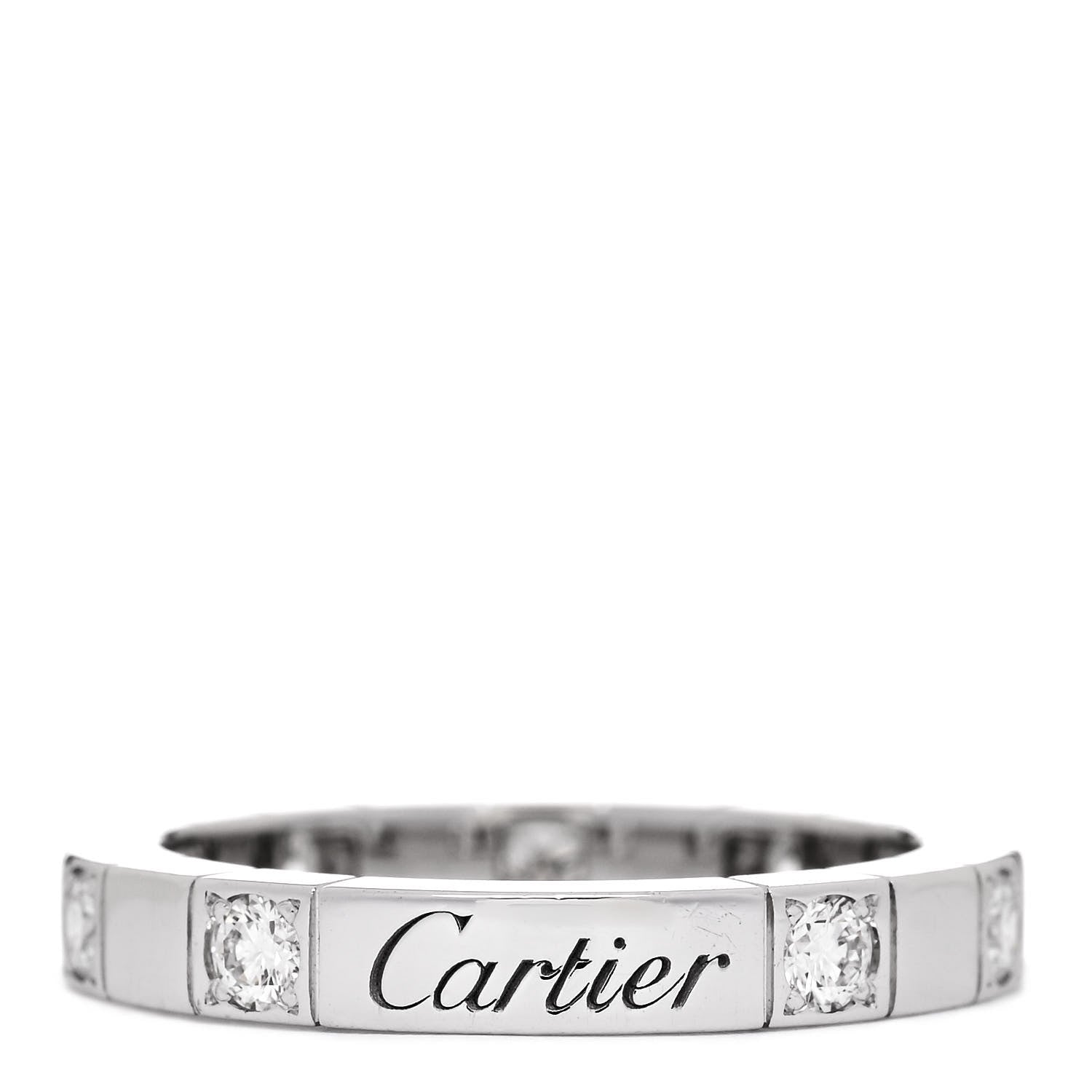 Cartier 18K White Gold Diamond Lanieres Half Eternity Band Ring 50 5.25 1 of 4