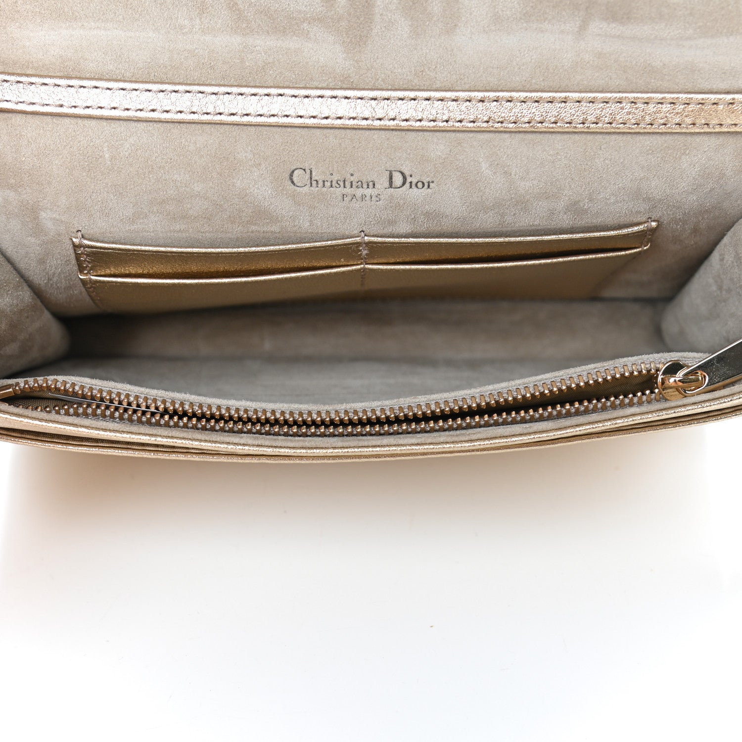 Christian Dior Metallic Calfskin Diorama Wallet on Chain Pouch Light Gold 4 of 5