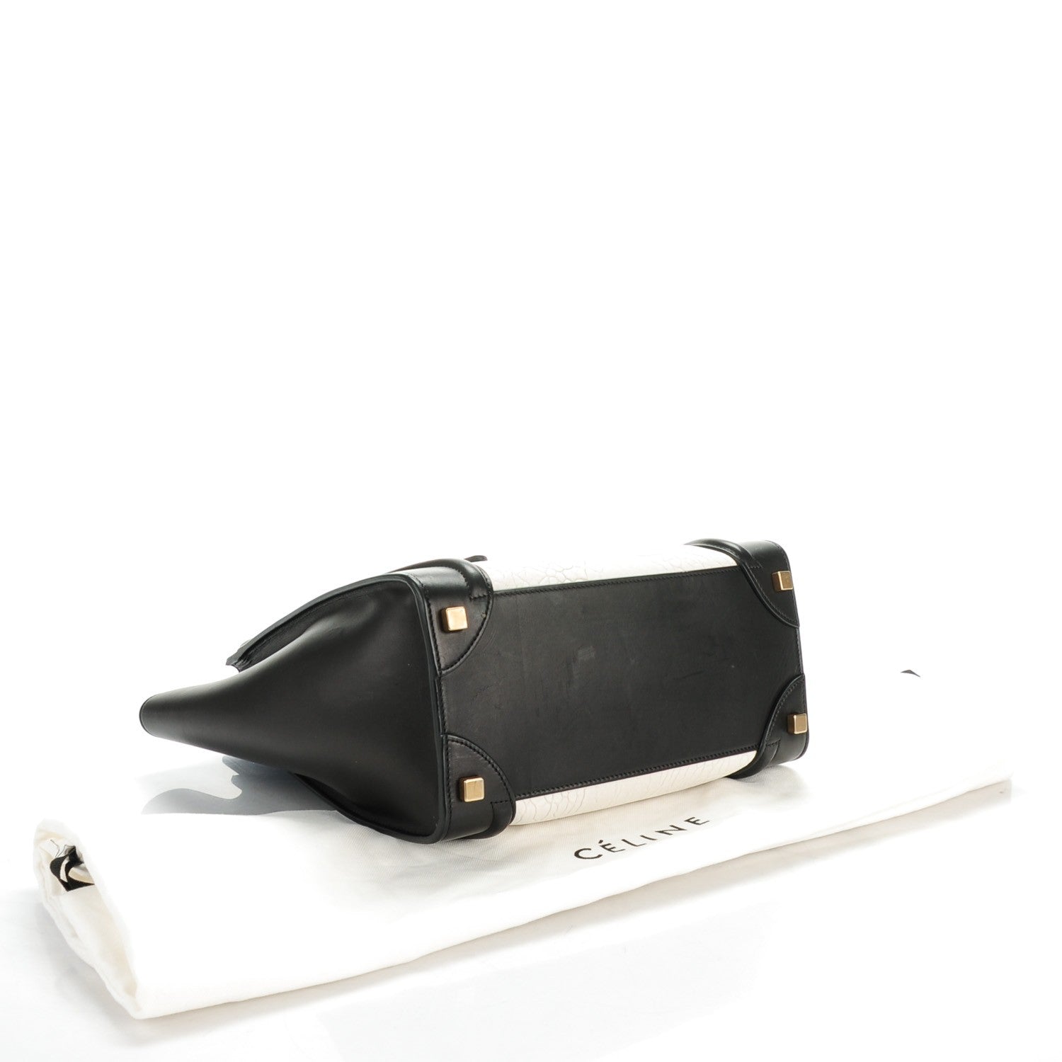 Celine Smooth and Textured Calfskin Micro Bi-Color Luggage Black White 4 of 8
