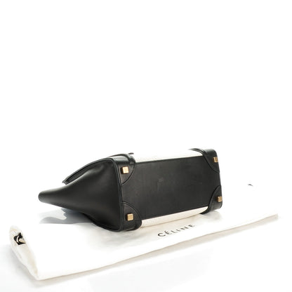 Celine Smooth and Textured Calfskin Micro Bi-Color Luggage Black White 4 of 8