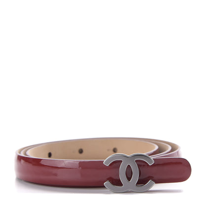 Chanel Patent Calfskin CC Logo Skinny Belt 80 32 Red 1 of 5
