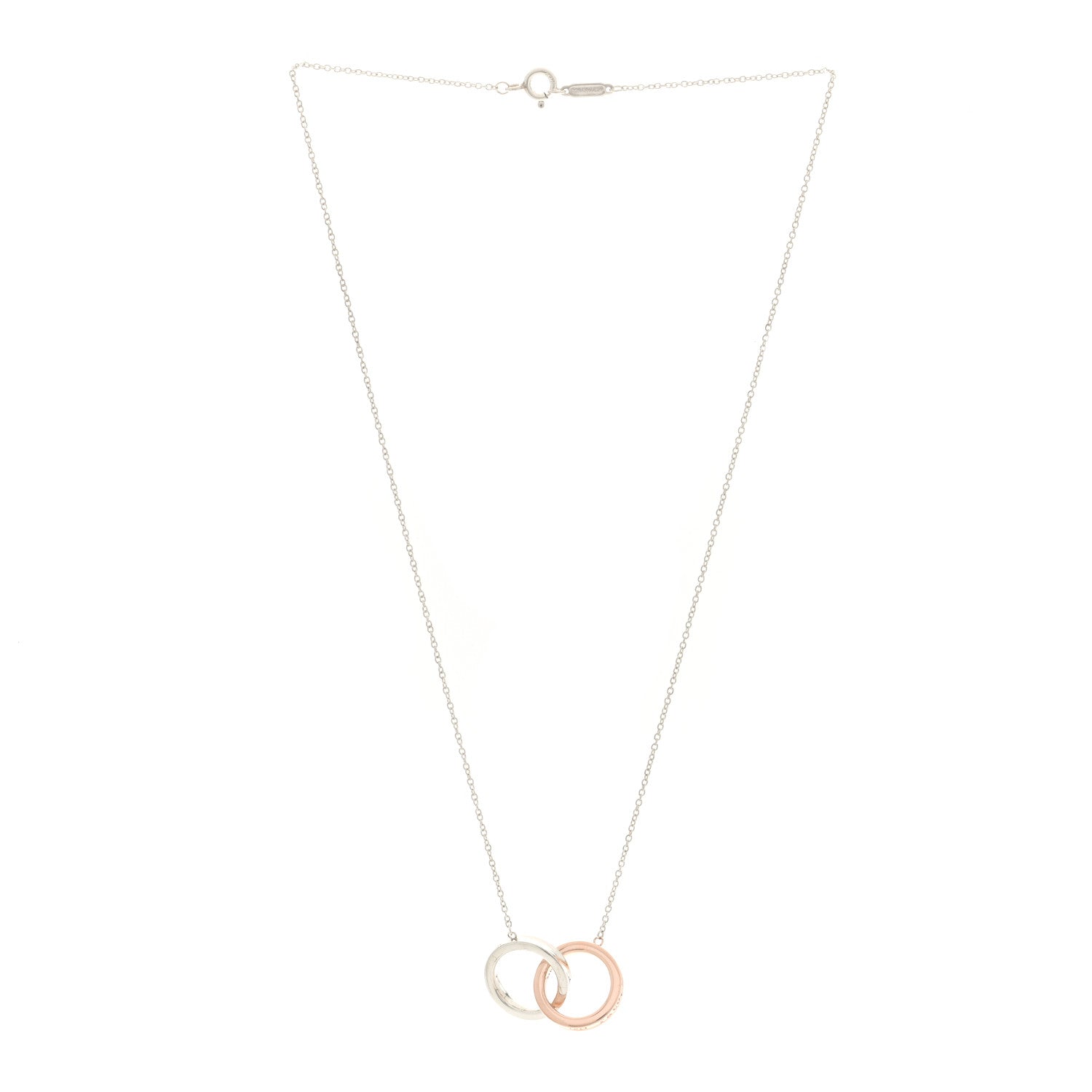 Tiffany Sterling Silver Rubedo 1837 Interlocking Circles Pendant Necklace 3 of 5