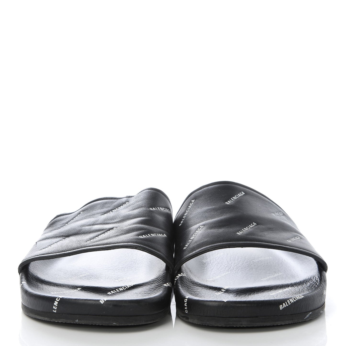 Nappa Allover Logo Embossed Mens Pool Slide Sandals 43 Black White