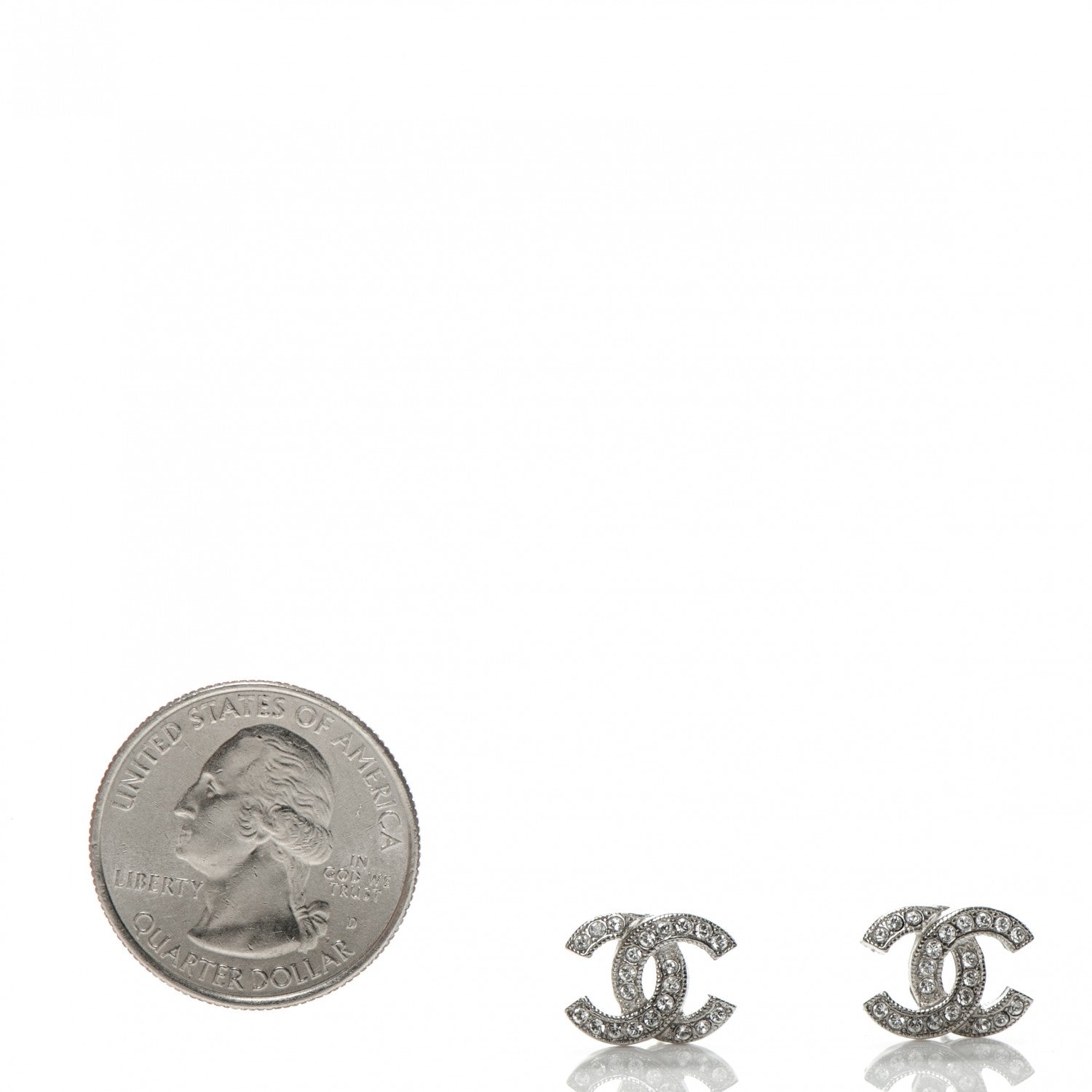 Chanel Crystal CC Earrings Silver 2 of 4