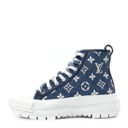 Louis Vuitton Denim Monogram Squad Sneaker Boots 36 Marine 1 of 7
