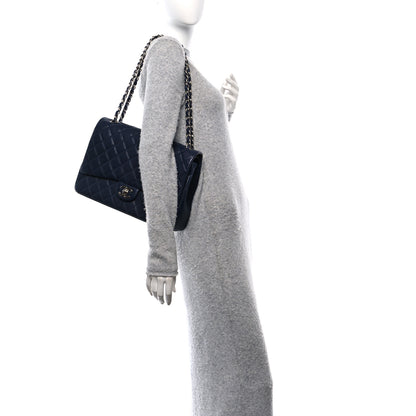 Chanel Caviar Quilted Maxi Double Flap Navy Blue 2 of 12
