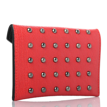 Alexander McQueen Calfskin Skull Studded Envelope Card Holder Red 2 of 4