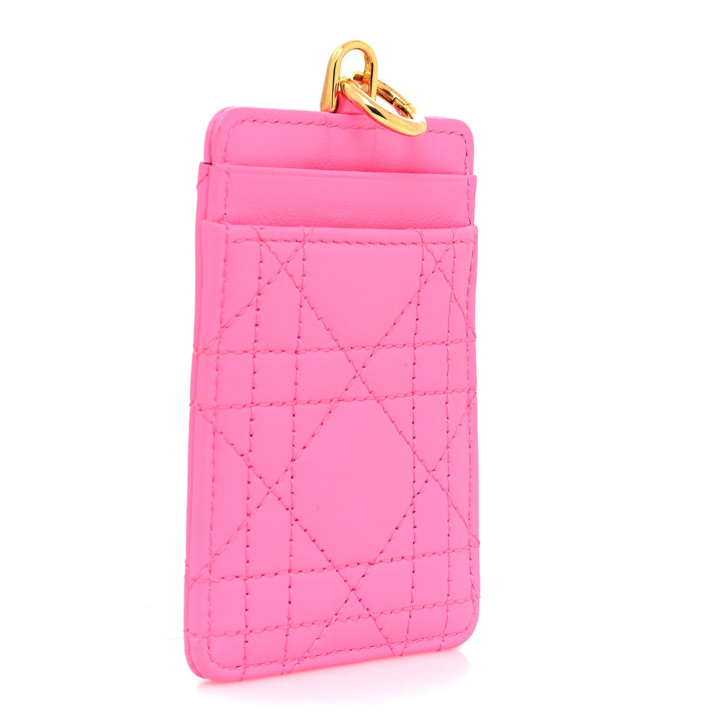 Calfskin Cannage Caro Card Holder Pink