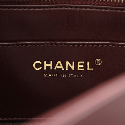 Chanel Lambskin Quilted Mini Wenge Wood Bowling Bag Burgundy 6 of 10