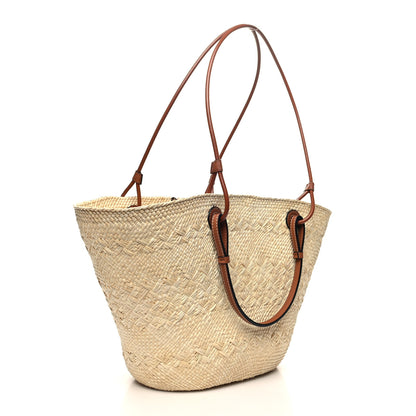 Loewe Calfskin Raffia Small Anagram Basket Tote Bag Natural Tan 2 of 9