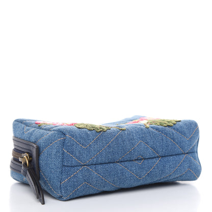 Gucci Denim Matelasse Flower Japan Limited GG Marmont Cosmetic Case Blue 4 of 7
